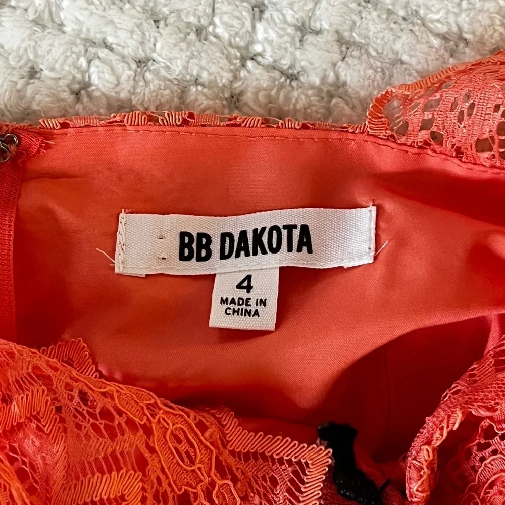 BB Dakota Womens Dress Renley Lace Fit Flare Dress Size 4 Coral Sleeveless NWT - Picture 9 of 14